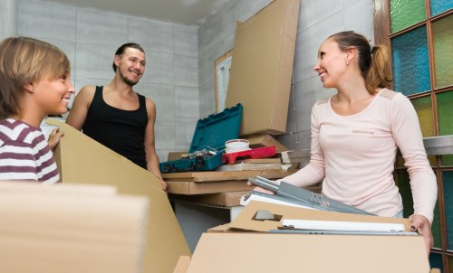 Moving van service loading boxes and furniture for a UK relocation