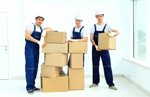 Office relocation planning in Balham with moving boxes and workspace setup