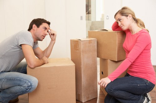 Organised moving boxes labelled for a Balham relocation