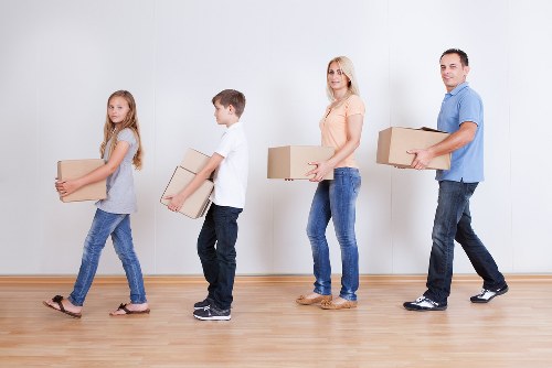 Packed moving boxes ready for house removals in Balham